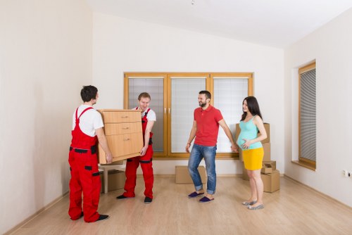 Residential move in Stanmore with organized boxes and furniture handling
