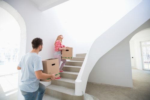 Commercial relocation vehicle loading office furniture in Stanmore